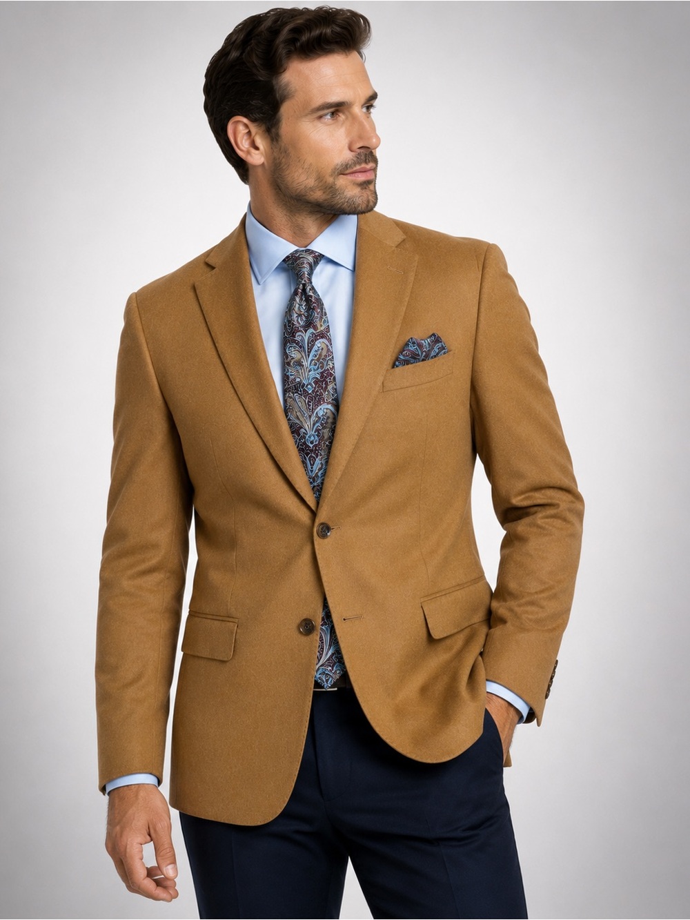 Louis Vitello Camel Cashmere Wool Blazer Sport Coat 38R Italy